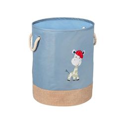 Cesto para juguetes para niños con decoración de jirafa – Cesto para la ropa para habitación con asas de cuerda, de poliéster, 40 x 50 cm, azul