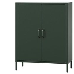 Jan Nowak Dressoir met Dubbele Deur - Vito | 80 x 101,5 x 40 cm | Glanzend Oppervlak, Verstelbare Planken, Magneetsluiting | Highboard voor Woonkamer, Hal, Industrieel Design | Flessengroen