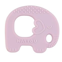 Nattou Anneau de Dentition en Silicone, Éléphant comme Hochet et Animal de Dentition, sans BPA, env. 9 cm, Silicon, Violet