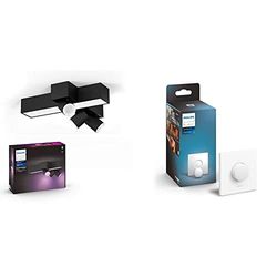 Philips Hue White&Color Ambiance Centris, Plafoniera Smart LED integrato e 4 Faretti centrali orientabili inclusi Smart Button, Telecomando per Controllo delle Luci Smart Hue, Bluetooh