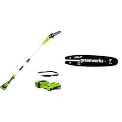 Greenworks Sierras telescópicas para exterior, Velocidad de Cadena 8 m/s, Autoengrasado, Poste 2.58m, Batería 40V 2Ah y Cargador + Barra guía de para motosierra