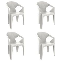 resol grupo Delta stoel met armleuningen van kunststof voor tuin outdoor terras, set van 4, wit