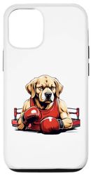 Carcasa para iPhone 12/12 Pro Humor Kickboxing Boxeador Perro Retriever Anillo Guantes Cool
