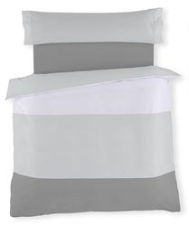 Dúo de funda nórdica tricolor - Blanco-Perla-Plomo - Cama de 135/140 cm.