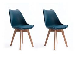 LOUNGITUDE - ANDREA - Chaises - Lot de 2 - Simili - Bleu canard