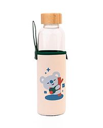 Grupo Erik - Bouteille en Verre BT21 Koya - Capacité 50 cl | Avec Bouchon en Bambou et Protection | Inclut un Étui en Néoprène avec Dragonne | Gourde en verre