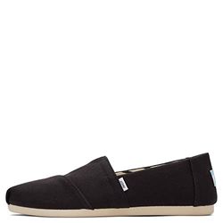 TOMS Alpargata, Mocasín Plano Mujer, Black Wide Recycled Cotton Canvas, 38.5 EU Ancho