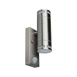 VT-7632S GLASS GU10 WALL FITTING WITH SENSOR,STAINLESS STEEL BODY(H:21.5CM)- 2 WAY IP44
