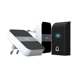 VoltShine Campanello digitale senza fili, elegante design bianco e argento. Ideale per case moderne, facile installazione, portata fino a 100 metri. Include 1-2 pezzi per un maggiore comfort.