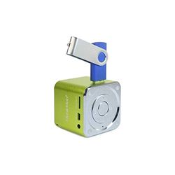 MusicMan Mini Soundstation Enceinte Portable - Lecteur MP3, USB, Prise en Charge de Carte MicroSD, 5 Heures de Temps de Lecture Batterie Rechargeable - Idéal pour voyager (Vert)