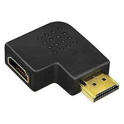 LogiLink ah0005, adattatore HDMI High Speed, 90 gradi ad angolo retto e con contatti dorati 90°, piatto Nero
