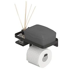 Tiger Caddy Porte-Rouleau Papier Toilette avec Tablette 24 cm Noir