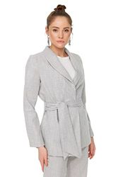 Trendyol Vrouwen Regular Standaard Revers Kraag Geweven Blazer, Grijs, 64