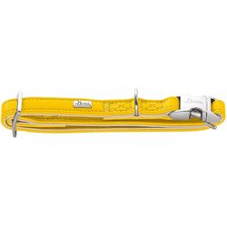 HUNTER Hondenhalsband Amalfi ALU-Strong, kleur: geel, kunstleer in nappa-look, veganistisch, traploos verstelbaar, met aluminium sterke sluiting, Made in Germany, maat 30-45 / M