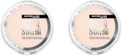 Maybelline Powder Foundation, Long-lasting 24H Wear, Medium to Full Coverage, Transfer, Water & Sweat Resistant, SuperStay 24H Hybrid Powder Foundation, 03 (Pack of 2)