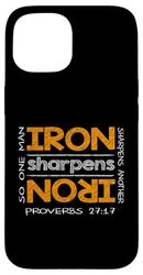 IRON affila FERRO Proverbi 27:17 Motivational Inspired Custodia per iPhone 15