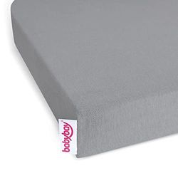 Babybay Lençol-capa ajustável Jersey Deluxe para os modelos Maxi, Midi, Boxspring, conforto e conforto Plus, cinzento, 89 x 50 cm
