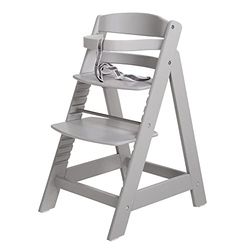 roba Cadeira evolutiva de madeira cinzenta Sit Up III, altura ajustável, 6 meses, suporta 70 kg, cadeira resistente para bebés com barra de segurança