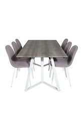 Venture Home GR20283 Polar & Marina Gastronomía Mesa con 6 Sillas, 180 cm Longitud x 90 cm Anchura x 75 cm Altura, Naturaleza/Gris