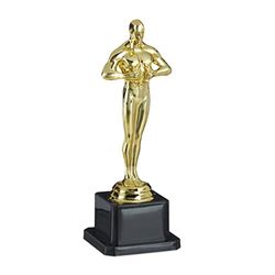 relaxdays Troféu para crianças, suporte quadrado, coroa de vencedor, Hollywood, presente, 18 cm, dourado
