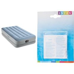 Intex - 64157 - Lit Gonflable Raised Comfort - Gonfleur électrique Prise USB 1 pers & 59631NP - Rustine De Réparation, 6 Count (Pack of 1)
