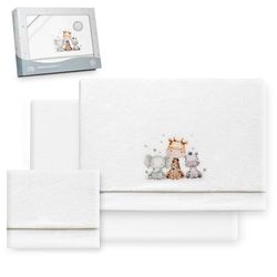 Interbaby Sänglakan set 60 x 120 x 120 polyester, 100% polyester, korallfilt, varm, korallfilt, sänglakan, bänkskiva och örngott, lämplig för vinter, elefantgiraff vit/grön