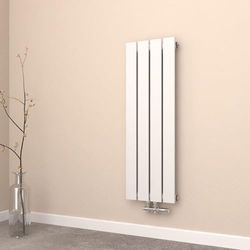 EMKE Kleine radiator, 900 x 300 mm, platte radiator, eenlaags, verticale radiator, plat paneelradiator, middenaansluiting, wit, 403 watt