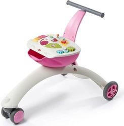 Tiny Love 5-in-1 Here I Grow, Baby-Loopstoel en Speelgoed, Loopfiets met Veiligheidsrem, Duwspeelgoed voor Baby's, 6 maanden - 3 jaar, Meadow Days, Roze