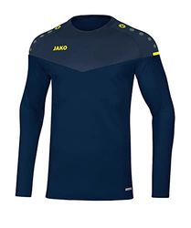 JAKO Champ 2.0, Felpa Uomo, Blu Marino/Blu Scuro/Giallo Fluo, L