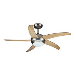 V-TAC VT-6053-5 Ventilatore LED da Soffitto 2*E27 con Motore a Corrente Alternata da 60W con Telecomando 5 pale (Mdf Chiare)