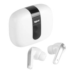 iggual - Écouteurs sans Fils, Écouteurs Bluetooth avec Micro et Réduction de Bruit, Écouteurs 5.3 à Commande Tactile, Étui de Chargement USB C à Écran (Blanc)