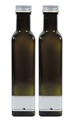 Mikken 2 bottiglie di olio da 250 ml, in vetro verde e marrone, da riempire autonomamente, con 2 etichette