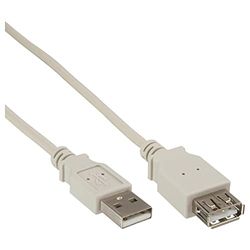 InLine 34633 USB 2.0 typ A hane/hona förlängning beige 0,3 m
