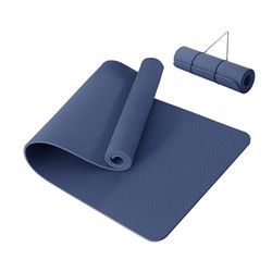 Good Nite Yogamat Dikke 10 mm oefenmatten TPE yogamatten voor dames en heren antislip gymnastiekmatten voor thuis fitness workout mat pilates 183 x 61 x 1 cm (marine)