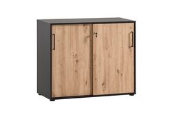 Schildmeyer Armoire de classement en Bois décor chêne Artisanal/Noir Mat, 100 x 41 x 83,6 cm