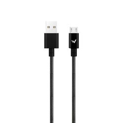 W Wonder Full Power - Cavo in Metallo da USB-A a Micro-USB, 1 m, Colore: Nero