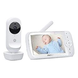 Motorola Ease 35 babymonitor met 5 inch camera HD nachtzicht, twee-weg communicatie, slaapliedjes, zoom, kamertemperatuurbewaking, wit