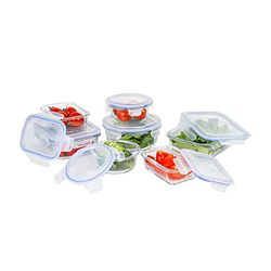 axentia Set contenitori per Alimenti, Trasparente/Blu, 7 Pezzi