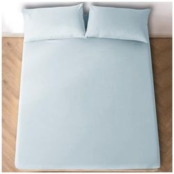 Premium effen kleurstof hoeslaken, wasbaar beddengoed en beddengoed, pluisvrij, superzacht onderlaken, 4FT tweepersoons, hemelsblauw
