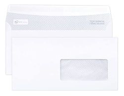 Calligraphe (Clairefontaine correspondence rangel) 694C - Box of 500 White Envelopes DL-110x220mm - Self-Adhesive - 80g/m² - Crystal Paper Window 45x100 (position 20/20)