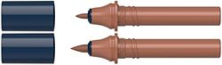 Schneider 040 Paint-It Twin Marker Cartridges (Brush Tip & 1.0 mm Bullet Tip, Water-Based Colour-Intensive Ink, for Use on Paper, 95% Recycled Plastic) Brown 083