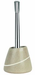 Spirella Brosse WC Porte-Balai Toilette Pot à Balai „Etna“ Ensemble WC à Poser Apparence Pierre Naturelle en Polyrésine 17x13x38cm Sable Beige