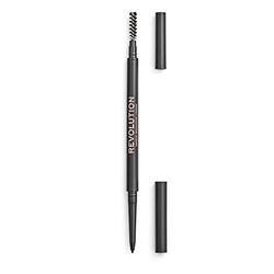Makeup Revolution, Precise Brow Pencil, Lápiz de cejas de doble punta y pincel en espiral, punta fina, marrón medio, 9g