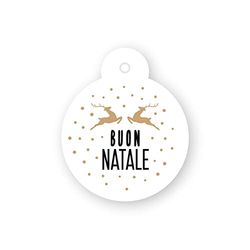 Mopec Lot de 24 cartes forme boule de Noël Renos Buon Natale Ø4 cm