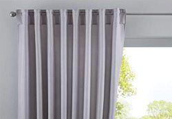 Gardinenbox Rideau Cationic « JENA » Opaque Aspect Lin avec embrasses 100% Polyester, argenté, H 145 x 140 cm