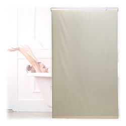 Relaxdays Store de Baignoire, 100x240 cm, Rideau de Douche Hydrofuge, Plafond & fenêtre, Pare-Bain, Salle de Bain, Beige