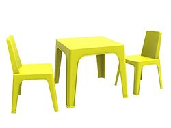 Resol Julieta Set infantil de 2 cadeiras e 1 mesa para interior, exterior, jardim - cor verde lima