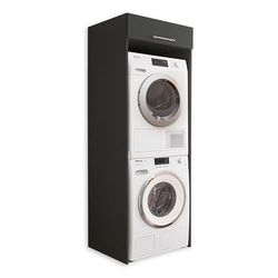 Stella Trading LAUNDREEZY Armoire pour lave-linge et sèche-linge, anthracite - Armoire pratique pour lave-linge en superstructure - 67,5 x 200 x 67,5 cm (L/H/P)
