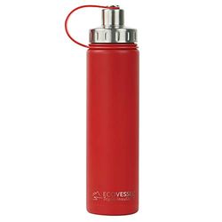 EcoVessel Tri Max Sottovuoto Isolante In Acciaio Inox Masso, Rosso, 700 ml