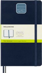 Moleskine - Classic Notebook Expanded, Plain Notebook, Hard Cover and Elastic Closure, Size Large 13 x 21 cm, Colour Sapphire Blue, 400 Pages